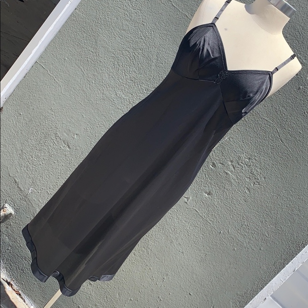 Sleek black vintage 70s slip nightgown